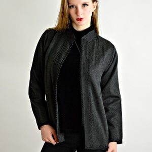 Gray Wool Cardigan Jacket Small Vintage 90s Classic Style